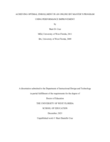 Achieving Optimal Enrollment in an Online IDT Master's Program Using Performance Improvement