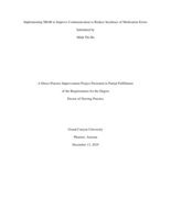 Implementing SBAR to Improve Communication to Reduce Incidence of Medication Errors