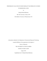 Performance Analysis of Online Modality Mathematics Courses in Higher Education